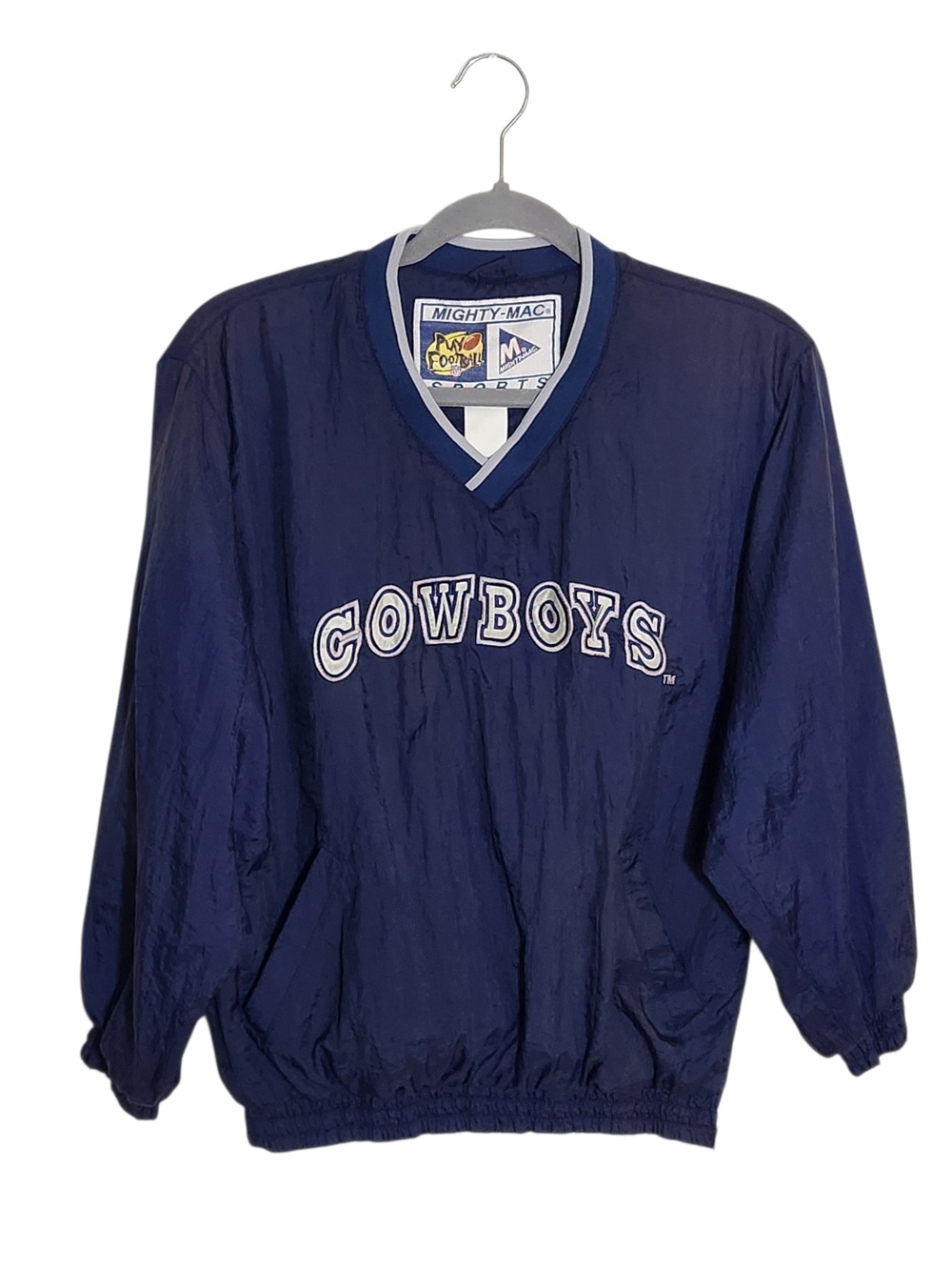 Mighty Mac Sports Boys Dallas Cowboys Vintage 90s Windbreaker Size Medium Flaw